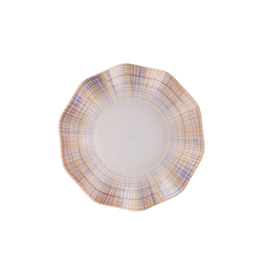 24 darabos étkészlet, narancssárga/kék, porcelán