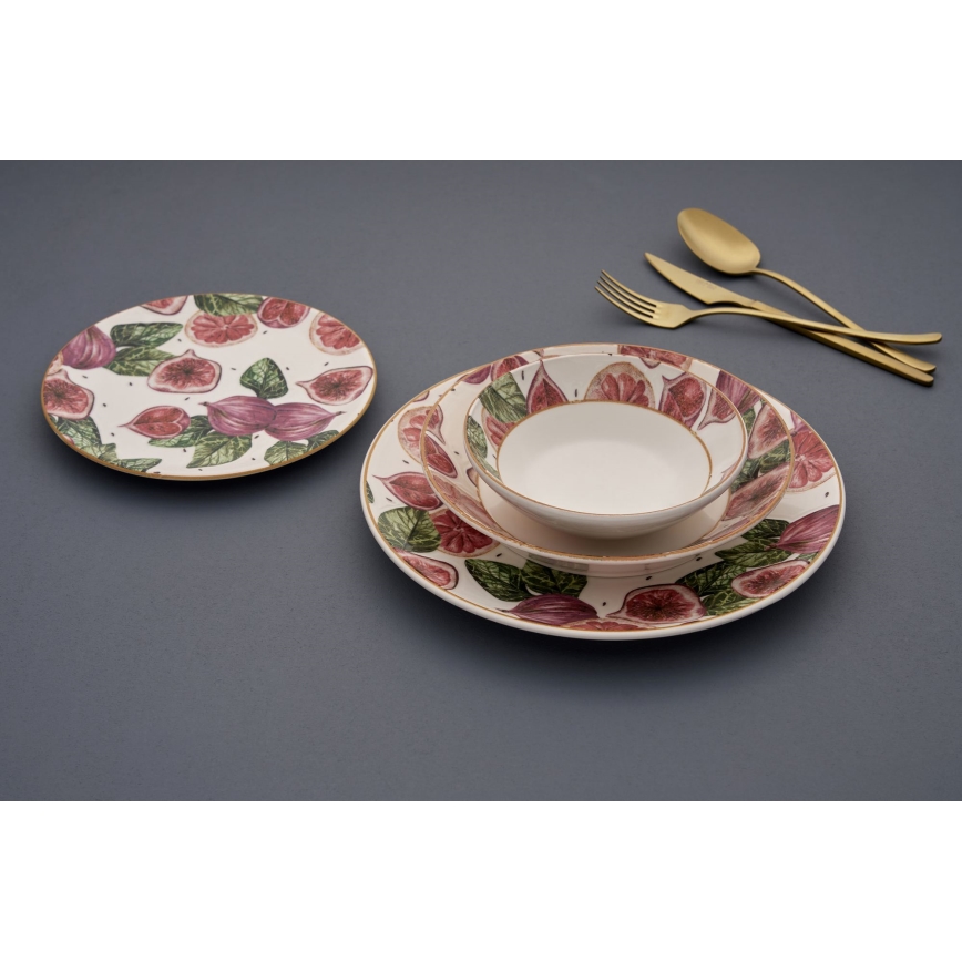 24 darabos étkészlet piros/fehér/zöld/kerámia