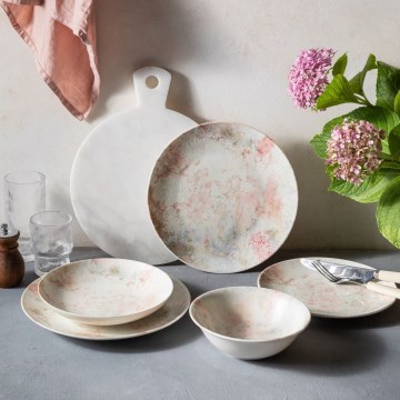 24 darabos étkészlet rózsaszín/bézs/porcelán