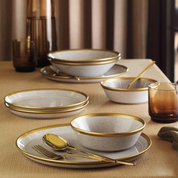 24 darabos étkészlet szürke/arany/porcelán