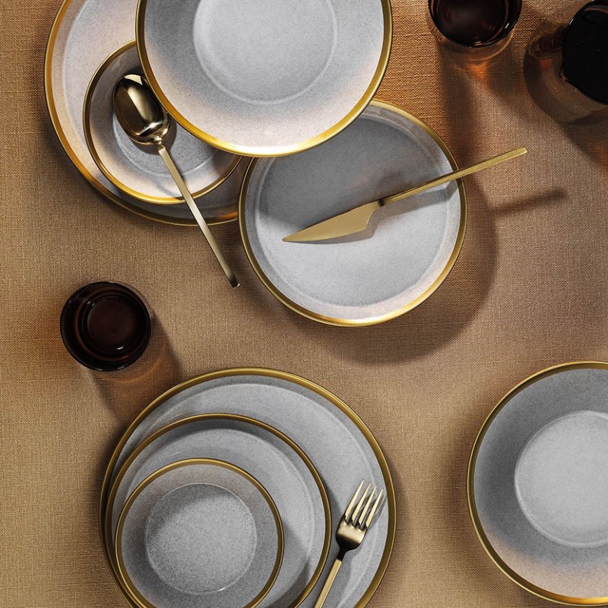 24 darabos étkészlet szürke/arany/porcelán