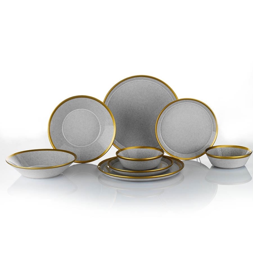 24 darabos étkészlet szürke/arany/porcelán