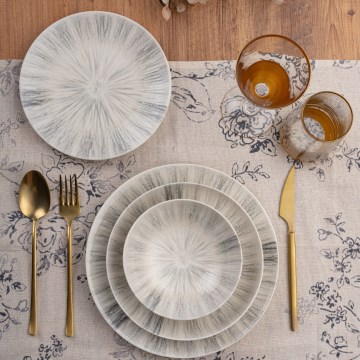24 darabos étkészlet, szürke/porcelán
