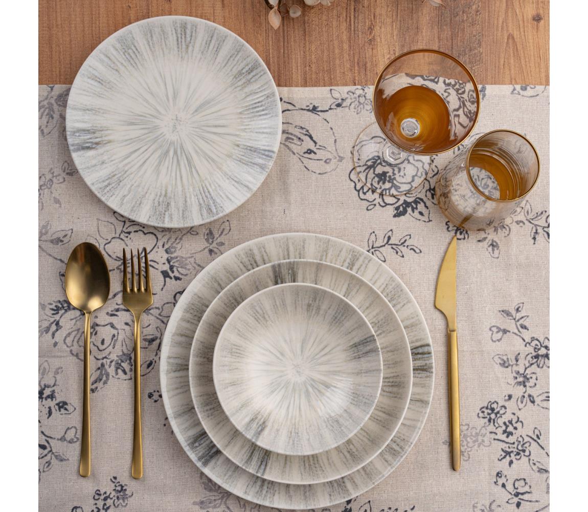 24 darabos étkészlet, szürke/porcelán 387GRP1371