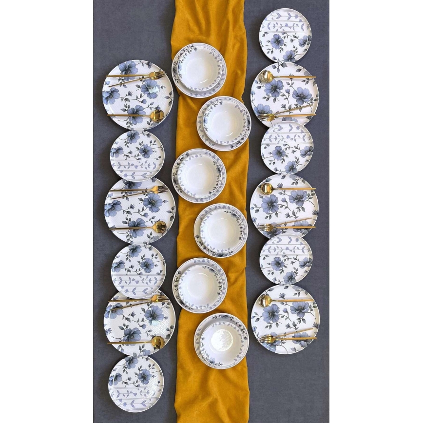 24 darabos fehér/kék/kerámia étkészlet