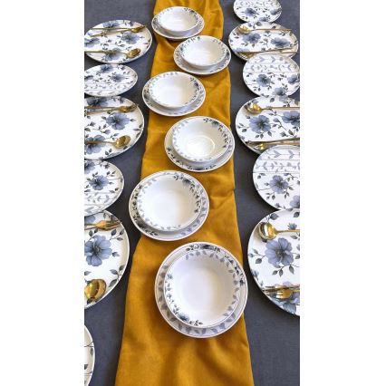 24 darabos fehér/kék/kerámia étkészlet