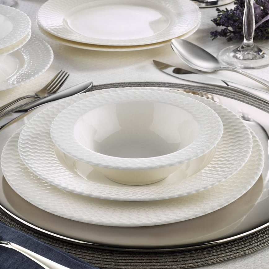 24 darabos fehér porcelán étkészlet