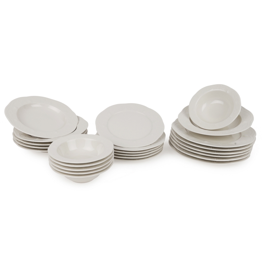 24 darabos fehér porcelán étkészlet