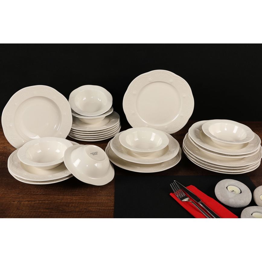 24 darabos fehér porcelán étkészlet