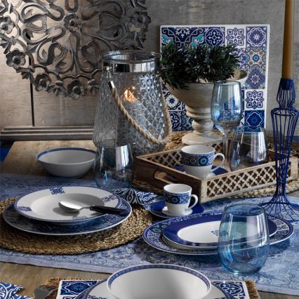 24 darabos kék porcelán étkészlet