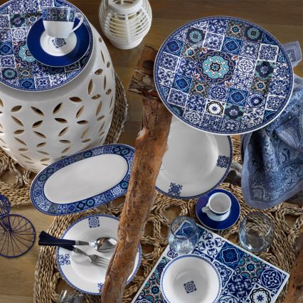 24 darabos kék porcelán étkészlet