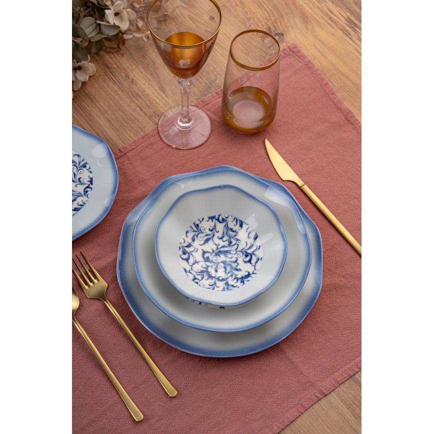 24 darabos kék porcelán étkészlet