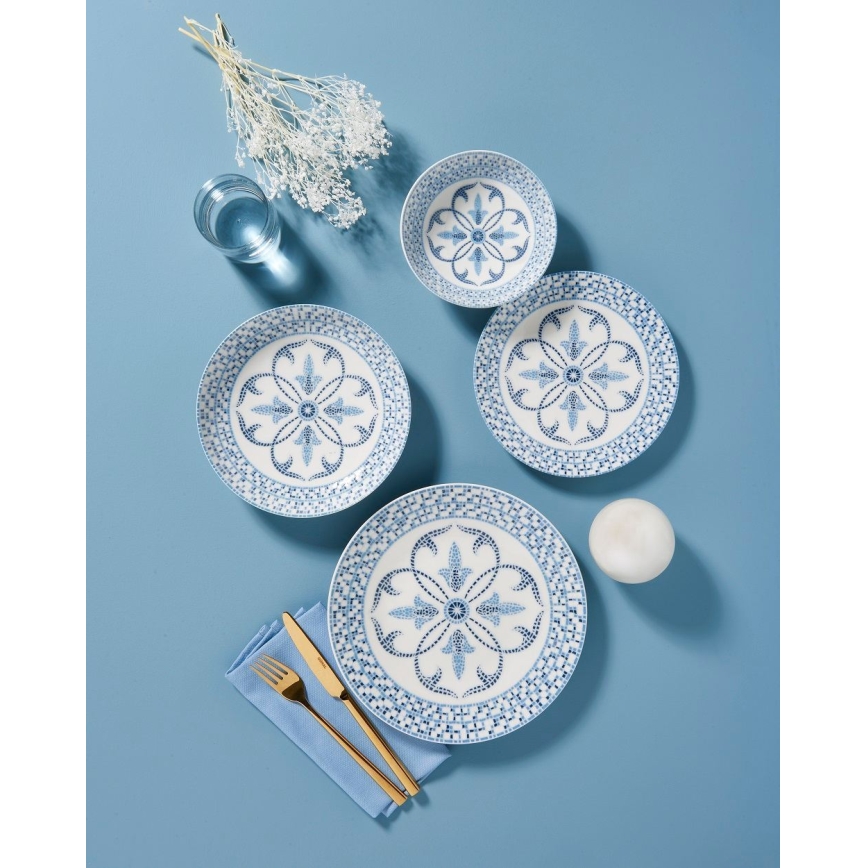 24 darabos kék porcelán étkészlet