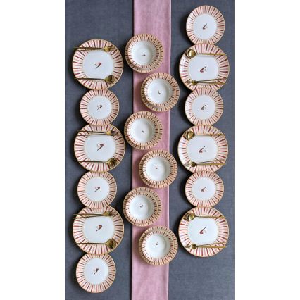 24 darabos kerámia étkészlet fehér/piros/arany