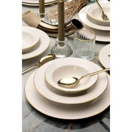 24 darabos krémszínű/arany porcelán étkészlet