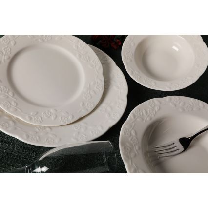 24 darabos krémszínű/porcelán étkészlet