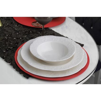 24 darabos krémszínű/porcelán étkészlet