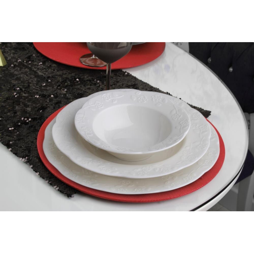 24 darabos krémszínű/porcelán étkészlet