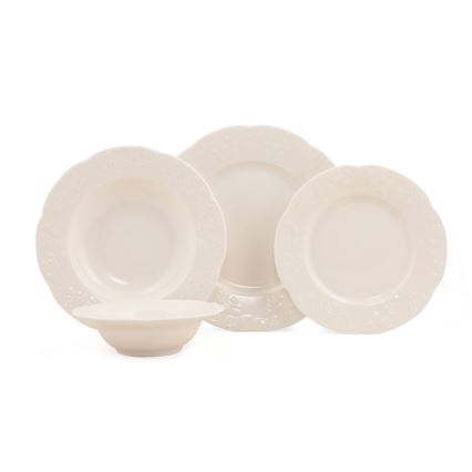 24 darabos krémszínű/porcelán étkészlet