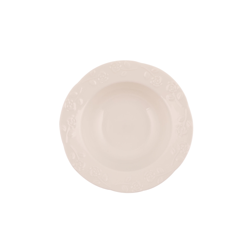 24 darabos krémszínű/porcelán étkészlet