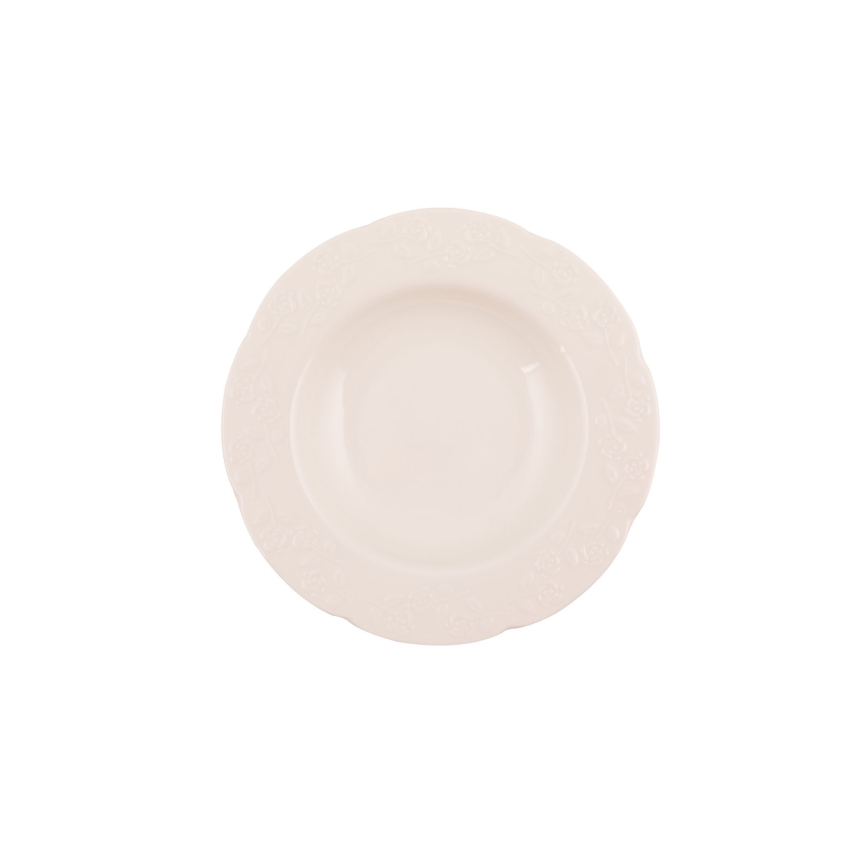24 darabos krémszínű/porcelán étkészlet