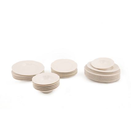 24 darabos krémszínű/porcelán étkészlet