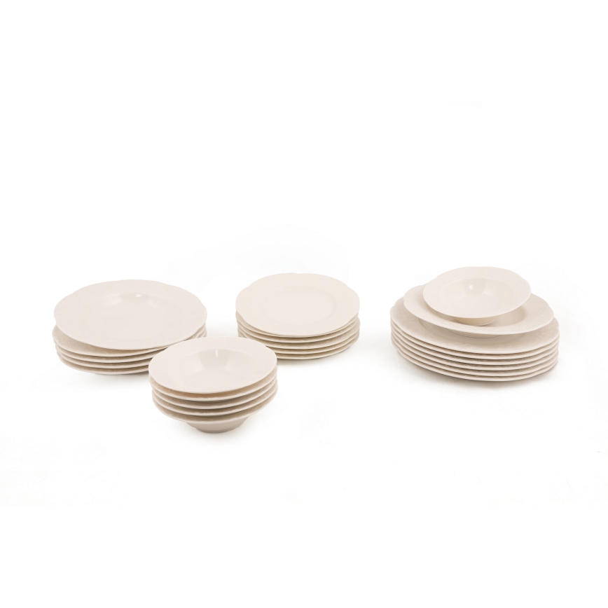 24 darabos krémszínű/porcelán étkészlet