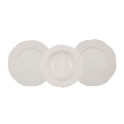 24 darabos krémszínű porcelán étkészlet