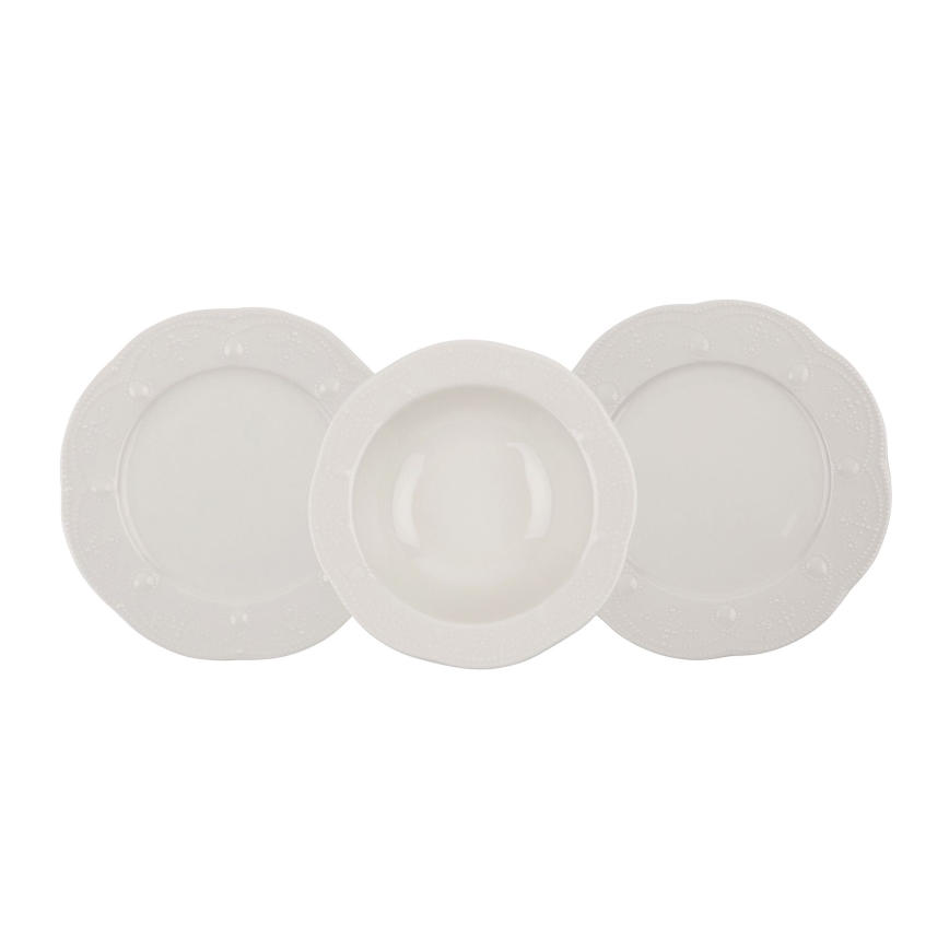 24 darabos krémszínű porcelán étkészlet
