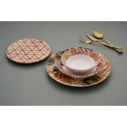 24 darabos narancssárga/zöld kerámia étkészlet