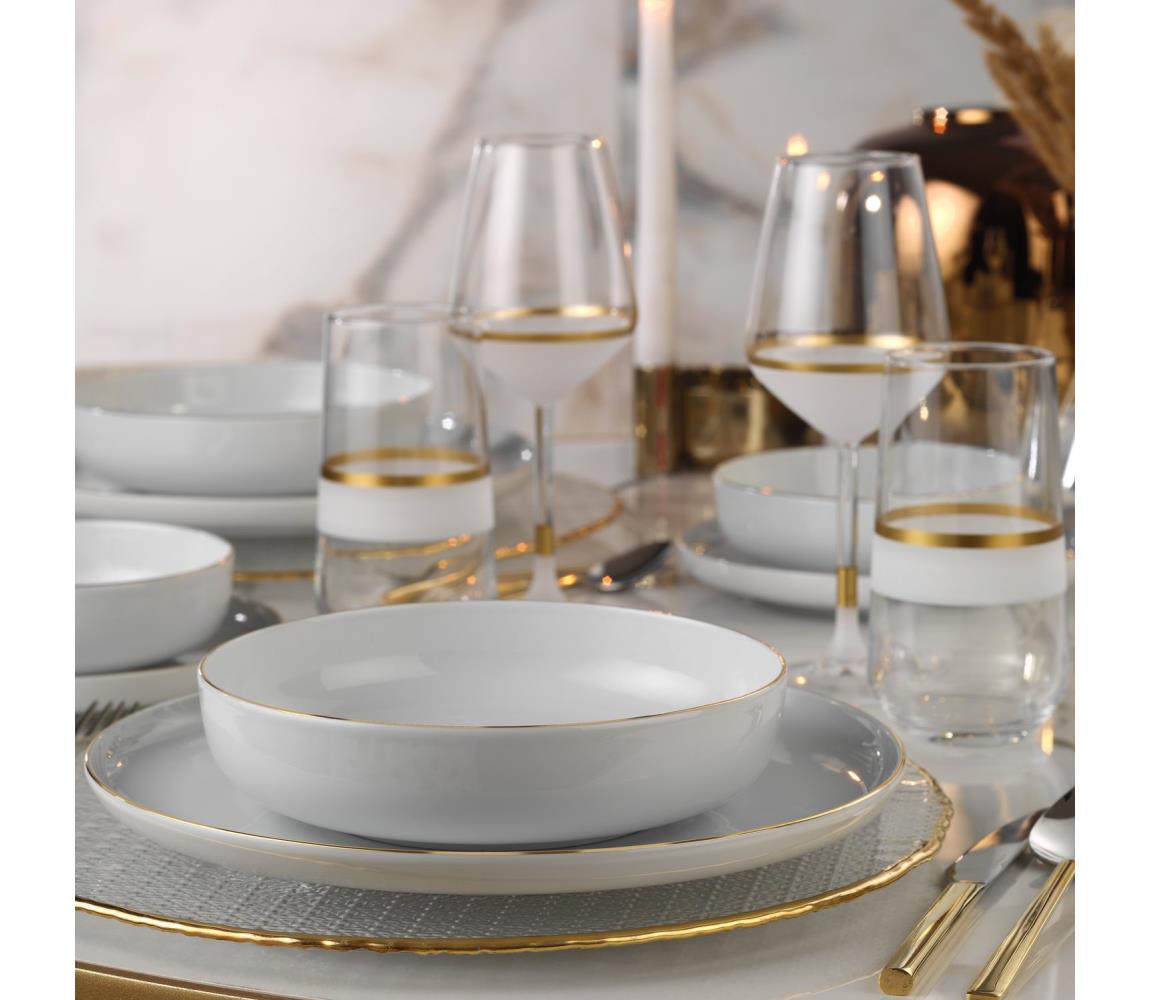 24 darabos porcelán étkészlet, fehér/arany 710KTP3411