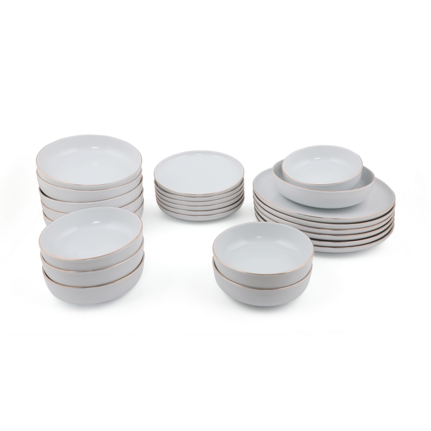 24 darabos porcelán étkészlet, fehér/arany