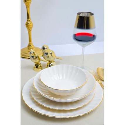 24 darabos porcelán étkészlet, fehér/arany
