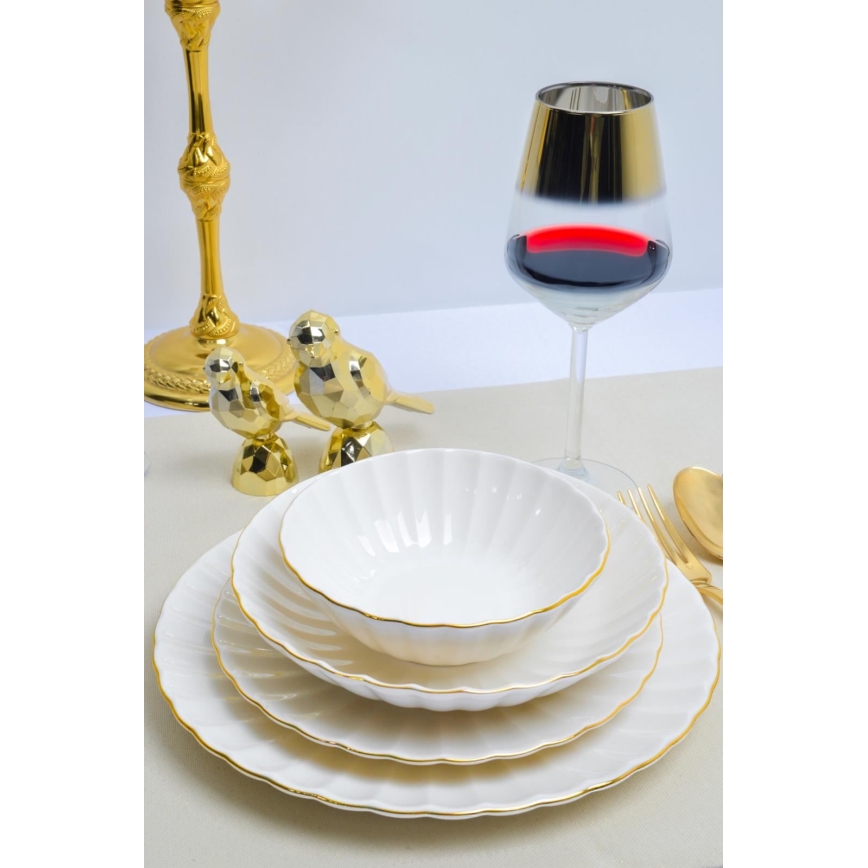 24 darabos porcelán étkészlet, fehér/arany