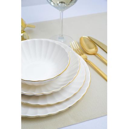 24 darabos porcelán étkészlet, fehér/arany