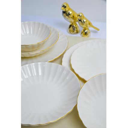 24 darabos porcelán étkészlet, fehér/arany