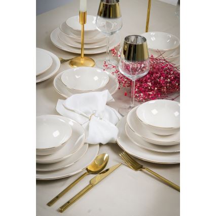 24 darabos porcelán étkészlet, fehér/arany
