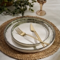 24 darabos porcelán étkészlet, fehér/barna