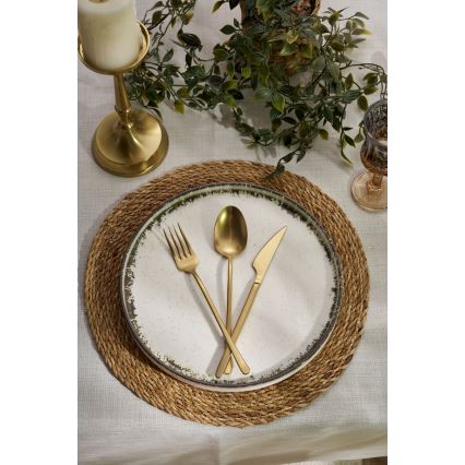 24 darabos porcelán étkészlet, fehér/barna