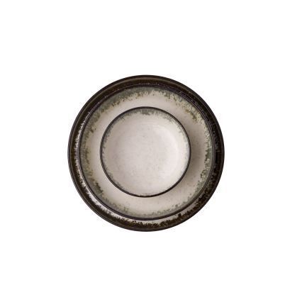 24 darabos porcelán étkészlet, fehér/barna