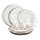24 darabos porcelán étkészlet, fehér/ezüst
