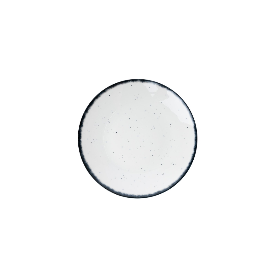 24 darabos porcelán étkészlet, fehér/fekete