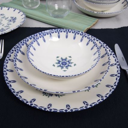 24 darabos porcelán étkészlet, fehér/kék