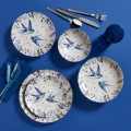 24 darabos porcelán étkészlet, fehér/kék