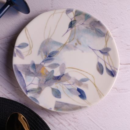 24 darabos porcelán étkészlet, fehér/kék