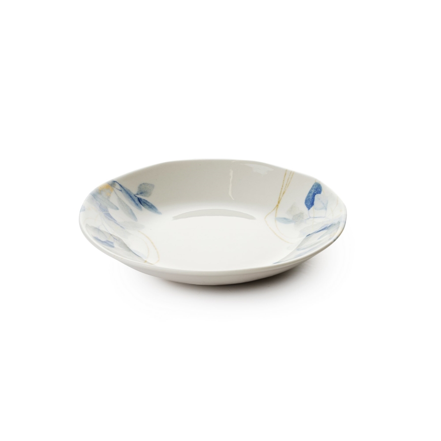 24 darabos porcelán étkészlet, fehér/kék