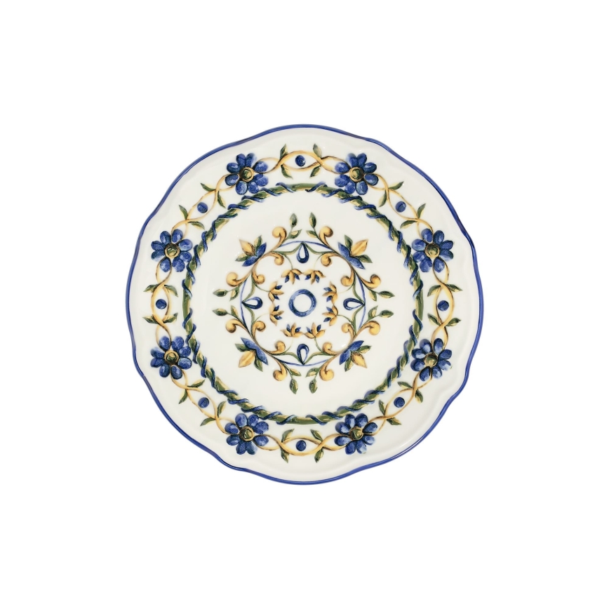 24 darabos porcelán étkészlet – fehér/kék/sárga