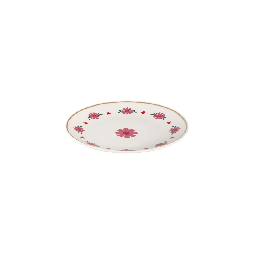 24 darabos porcelán étkészlet, fehér/piros/zöld