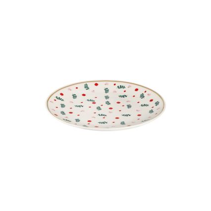 24 darabos porcelán étkészlet, fehér/piros/zöld