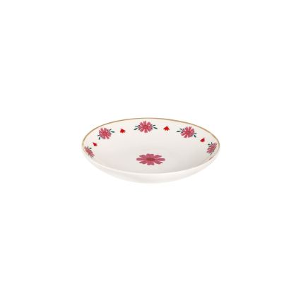 24 darabos porcelán étkészlet, fehér/piros/zöld